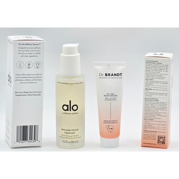 ALO GLOW Enzyme Facial Cleanser 3.2 oz & Dr. Brandt Icy Gel Moisturizer 1.7 oz - Picture 4 of 5